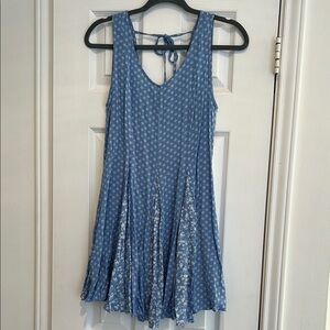 Blue Spring Dress with Floral Pattern